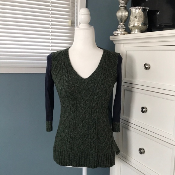 Anthropology Pilcro And the Letterpress green cable knit sweater top size small - Picture 1 of 10
